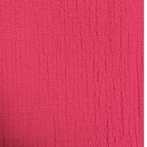 Ali Miles Dark Hot Pink Relaxed Button Sleeve Puckered Crepe Tunic Blouse XL - Picture 6 of 7